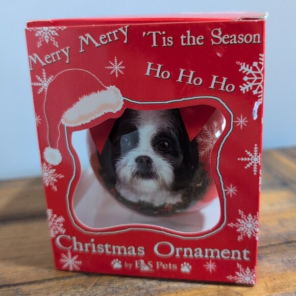 E&S Pets Shih Tzu Dog Christmas Ornament Unbreakable Shatterproof New - Picture 1 of 4